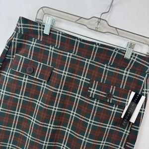 Preswick & Moore Chocolate Plaid Mini Skirt Brown Green Academic Size M NWT